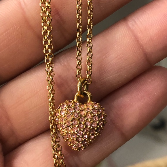 Juicy Couture Light Pink Pave Heart Necklace - Picture 2 of 5